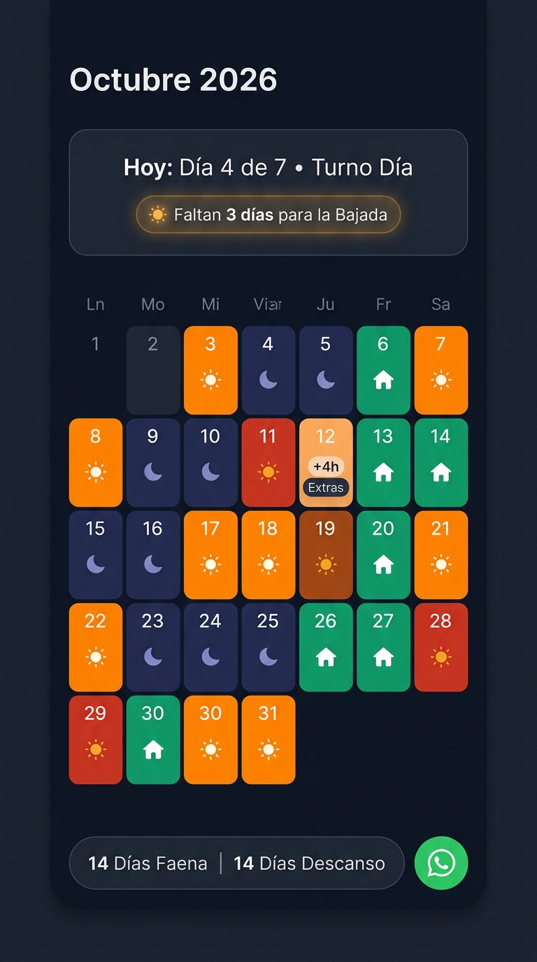 Turno Faena - Calendario y Planificador en Pantalla Principal